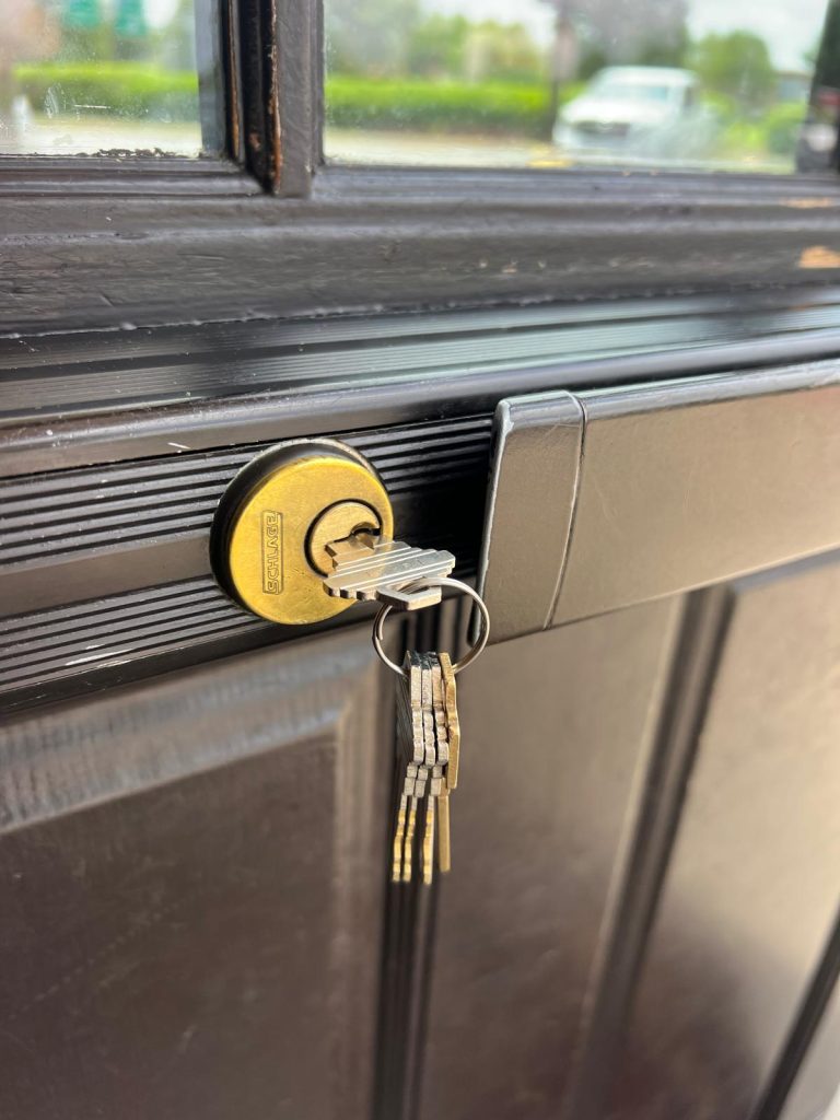Mortise lock and push bar repair on a business door in Riverview FL (2)