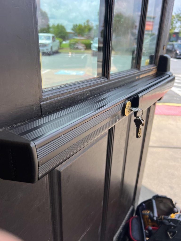 Mortise lock and push bar repair on a business door in Riverview FL (6)